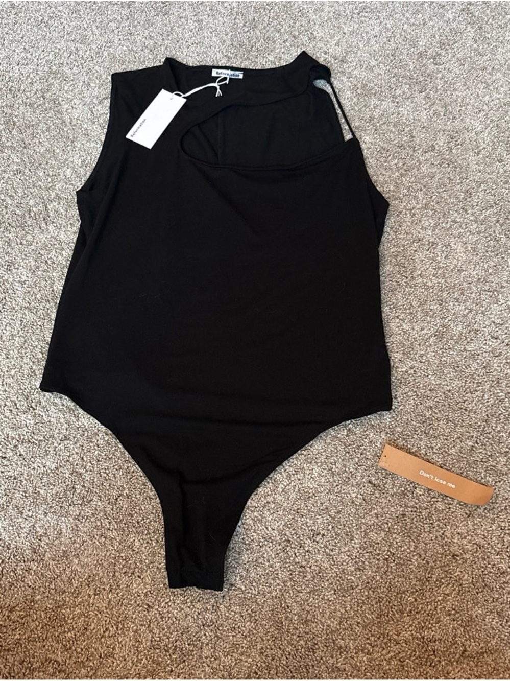 Reformation Black Asymmetrical Cutout Bodysuit